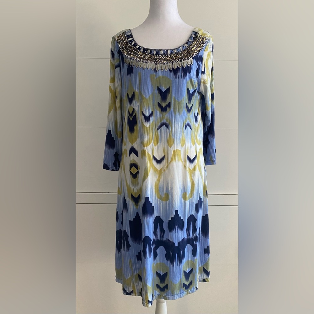 Joyous & Free Blue and Yellow Patterned Dress